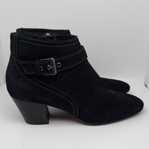 Aquatalia Black Suede Semi Pointed Zip Closure Ankle Booties Boots Size 8.5 - Picture 5 of 16